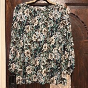 Spense Black Floral Long Sleeve Blouse